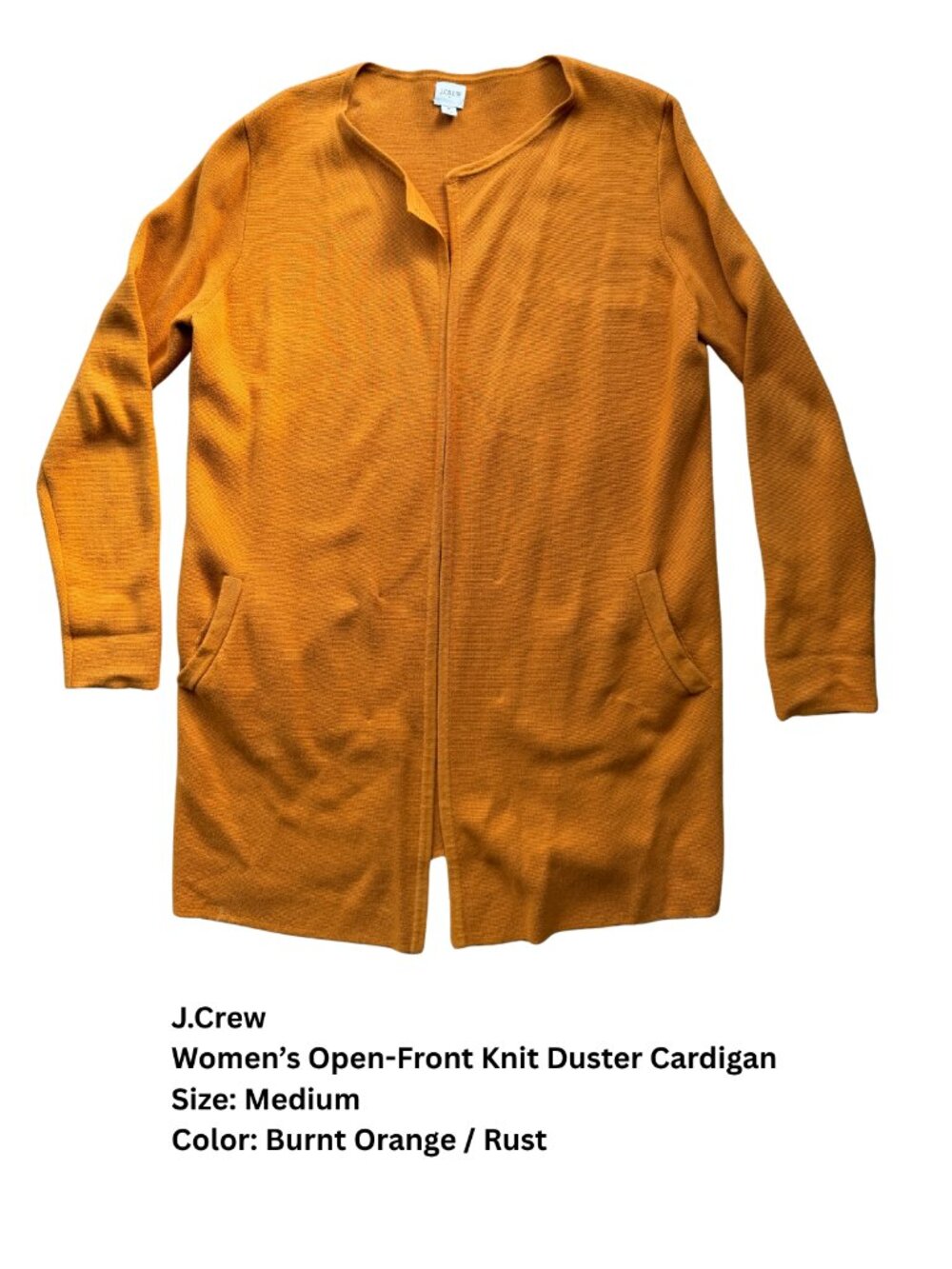J.Crew Women’s Open-Front Knit Duster Cardigan, Size Medium